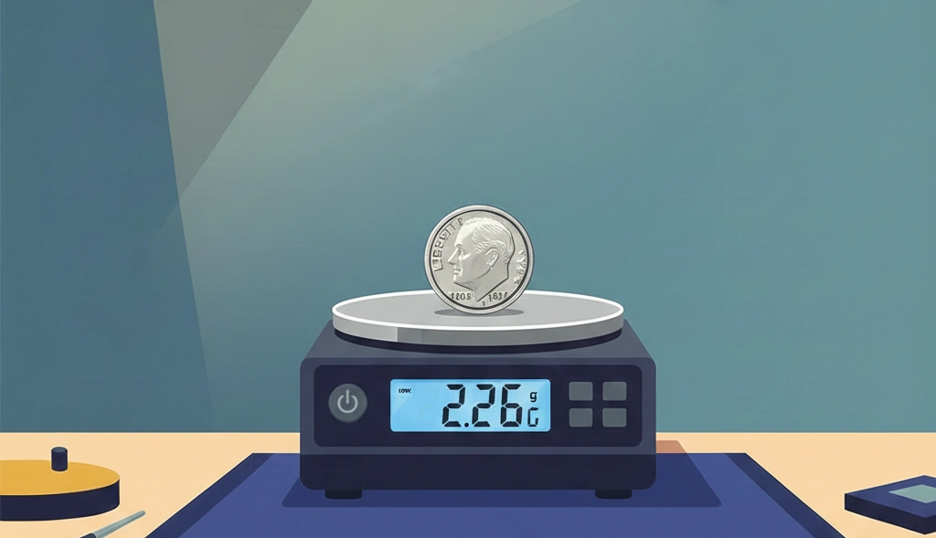 Coin scale weighing a 1967 dime